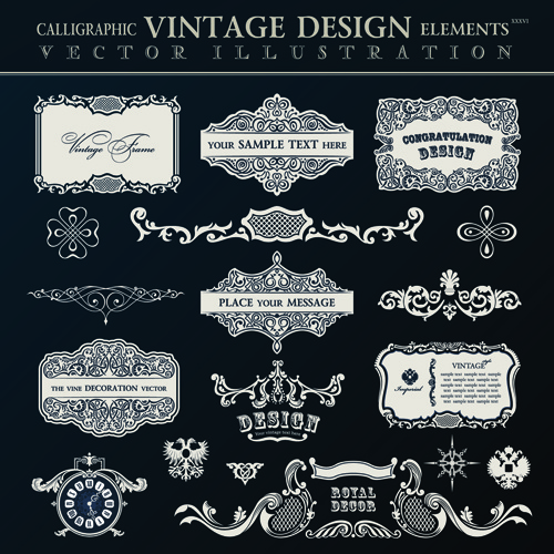 vector de elementos vintage decoración caligráfica