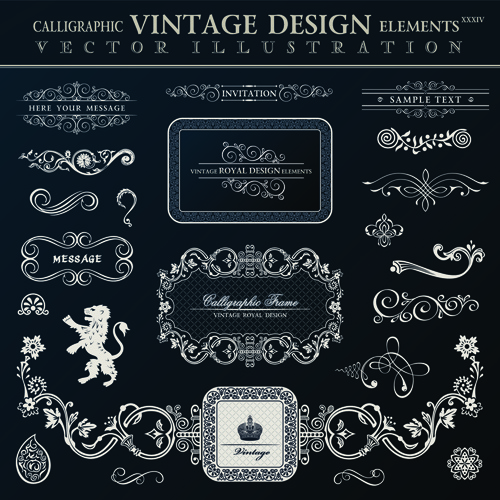 vector de elementos vintage decoración caligráfica
