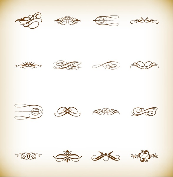 Ilustración vectorial de elementos de diseño caligráfico