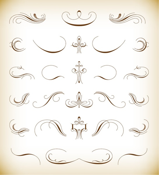unsur-unsur kaligrafi desain floral vector set