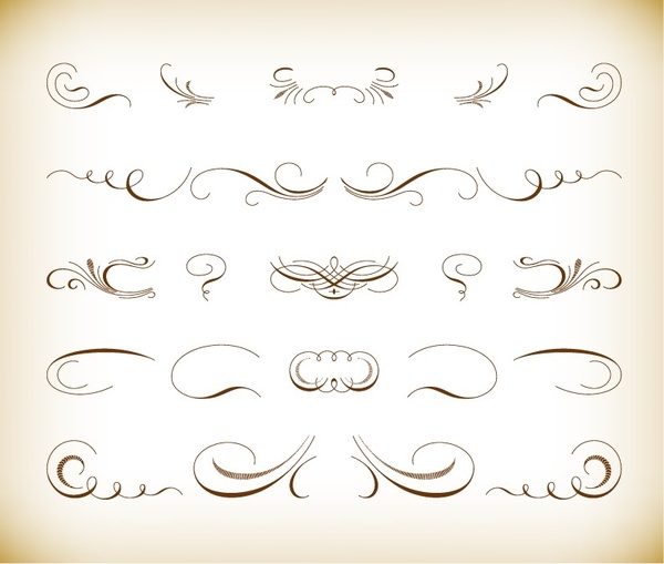 Calligraphic Floral Design Vector Set