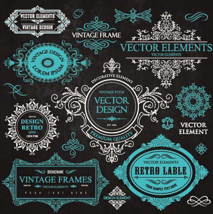 Marcos caligráficos con vector de estilos clásicos de elementos de decoración