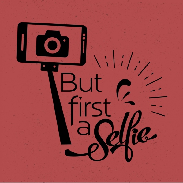 selfie kamera kamera smartphone ikon retro desain periklanan