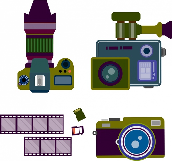 jenis kamera simbol set berbagai berwarna