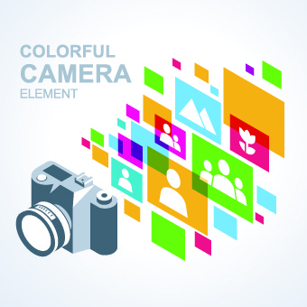 cámara con el vector de colores de fondo