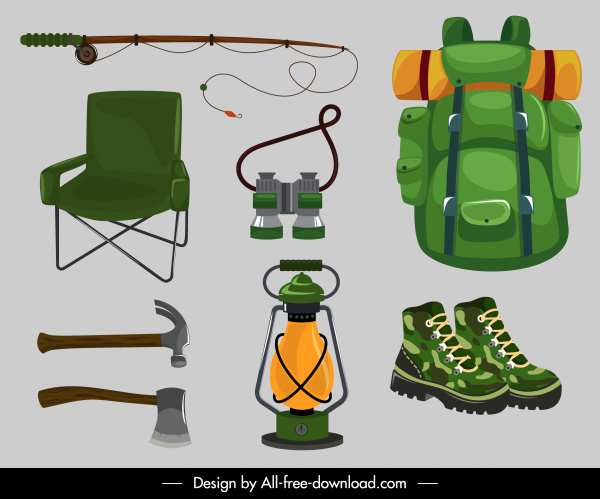 camping design elementos ferramentas pessoais esboço -2