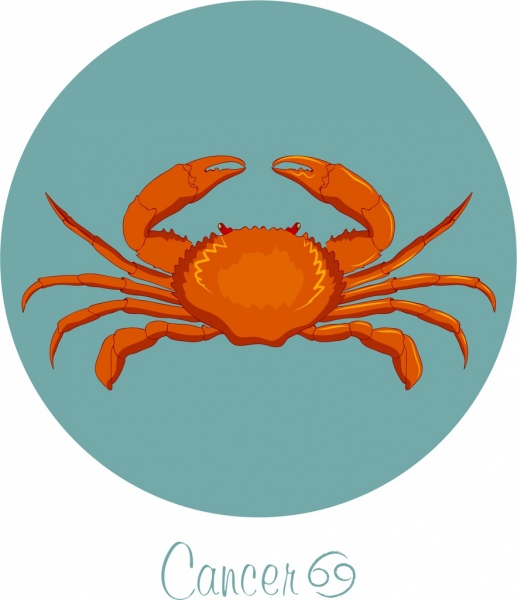 癌症生肖标志图标彩色螃蟹装饰