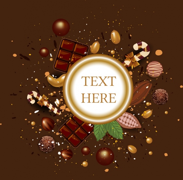Caramelos chocolates NUTS iconos Brown decoracion de fondo