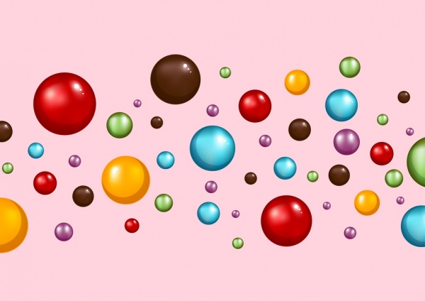 キャンディーは多色の光沢のある円の装飾を背景します。