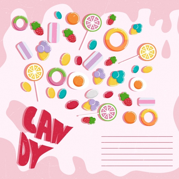 شعار الحلوى الملونة على شكل رموز التصميم الكلاسيكي