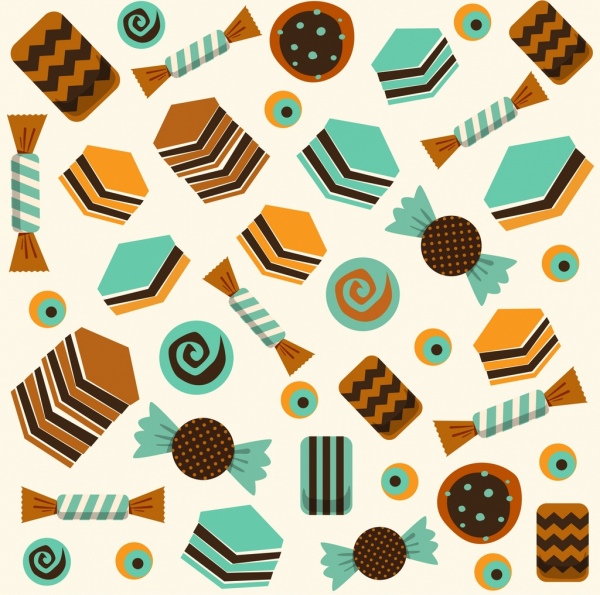Süßigkeiten, Kuchen Hintergrund wiederholen Symbole klassisches design