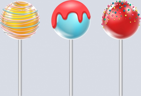 Diseño de iconos coloridos caramelos de fruta redonda