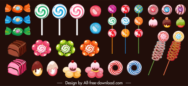 kẹo biểu tượng hình dạng đầy màu sắc trang trí