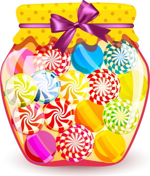 caramelle vaso decorazione colorata lucida di sfondo