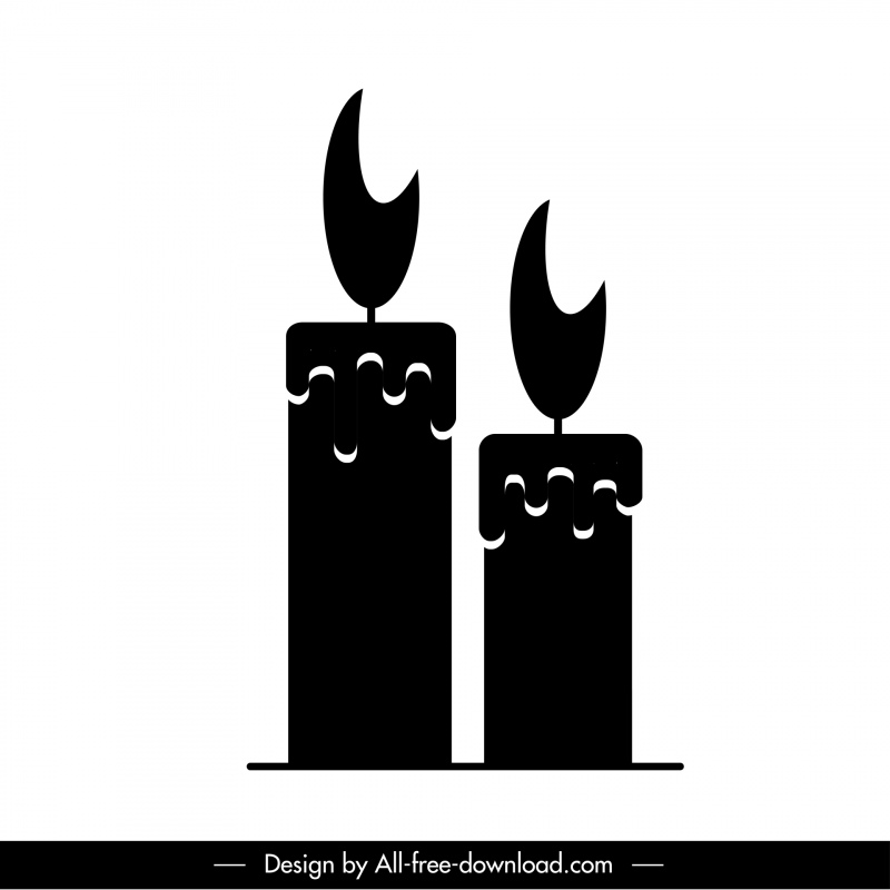 ícone decorativo da vela do contorno da silhueta branca preta escura