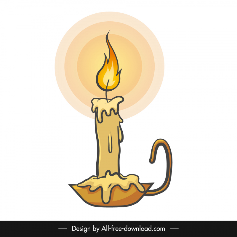bougie lumière icône religieuse dessiné à la main croquis rétro