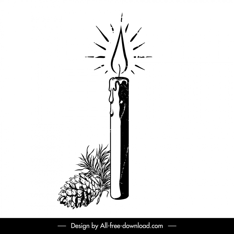 elementos decorativos de abacaxi da vela branco preto desenhado à mão esboço