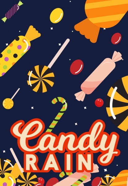 banner reklamowy cukierki kolorowe symbole wystrój