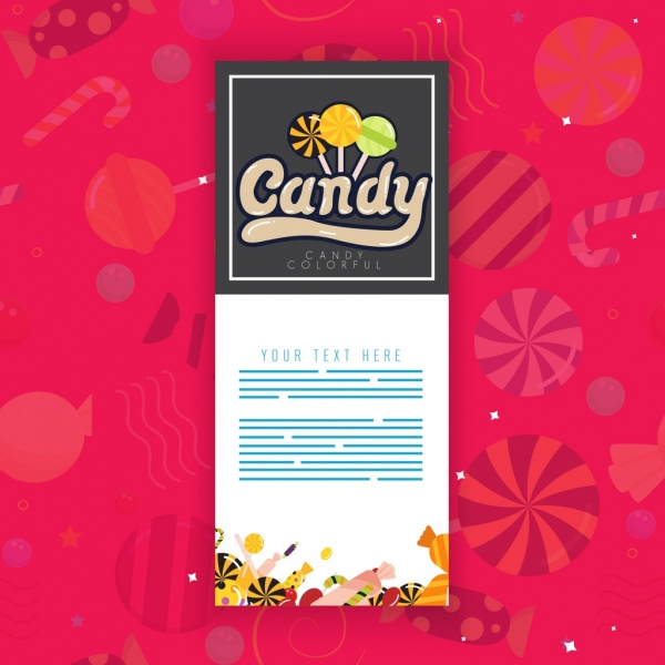 Candy Advertising Banner Multicolored Symbols Decor
