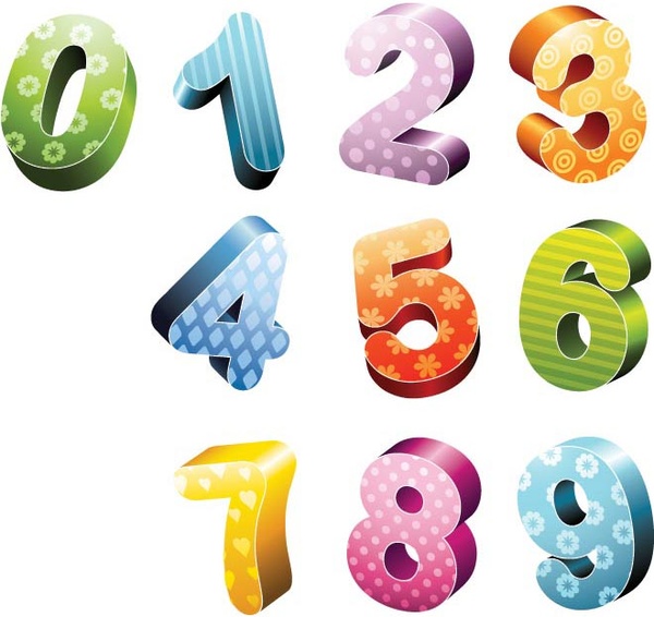vector de números 3d de caramelo color