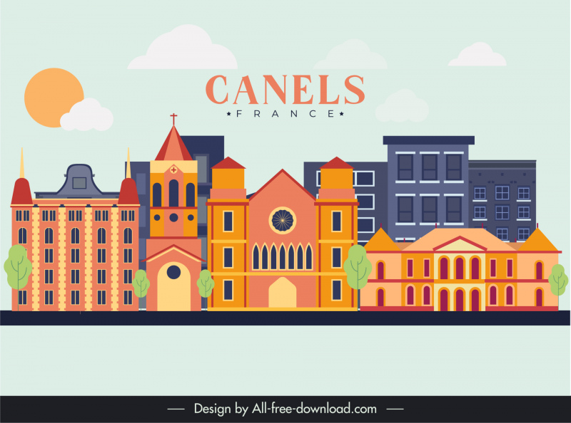 カネルズフランス広告バナーフラットエレガントな古典的な建築家の装飾