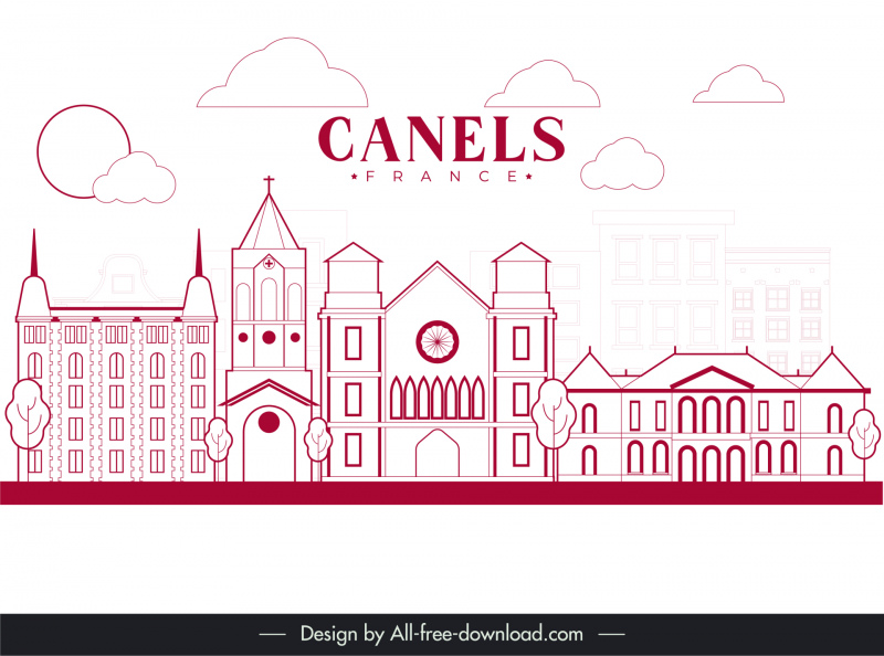 canelsフランス広告ポスターフラット手描き建築の概要