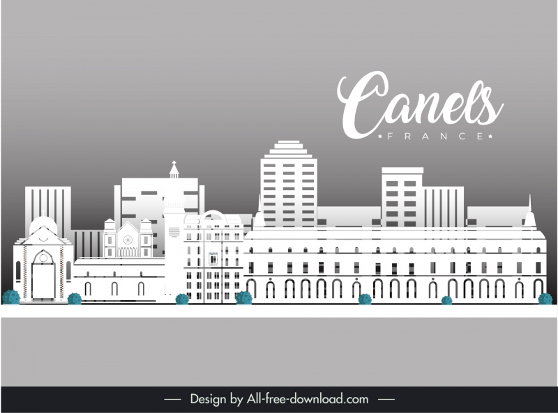 Canels France Template poster sketsa arsitektur Eropa klasik datar