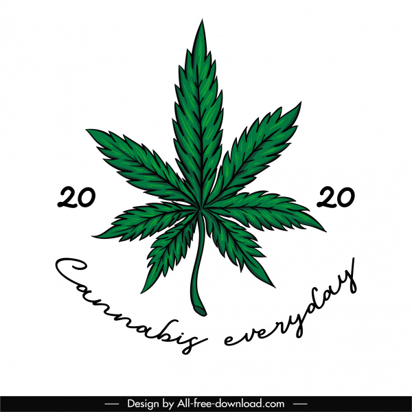 Cannabis Banner flache klassische grüne handgezeichnete Skizze