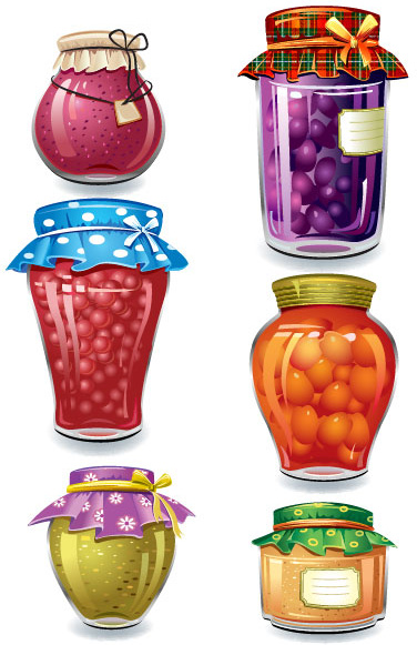 conservas de frutas em vetor de frascos de vidro