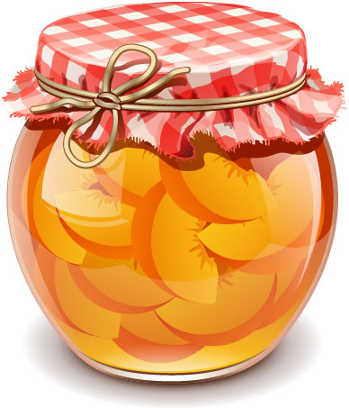 ガラス瓶ベクター内の果物の缶詰