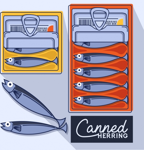 罐装鲱鱼广告彩色平面设计