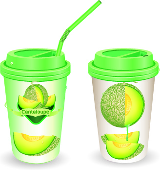 Cantaloupe Drinks With Packing Vector 4