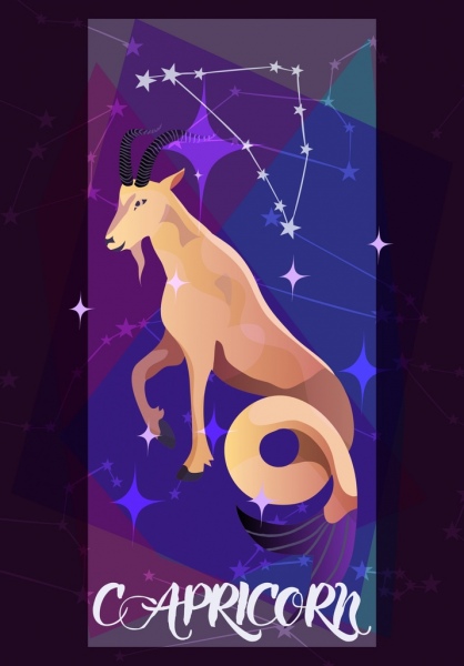 Capricorn zodiak simbol kambing ikon berkilauan bintang koneksi