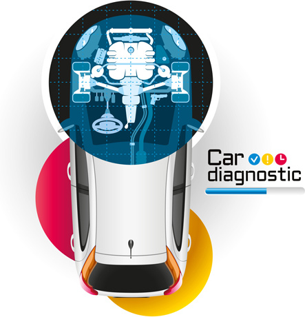 سيارات الأعمال التشخيصية قالب تصميم المتجهات