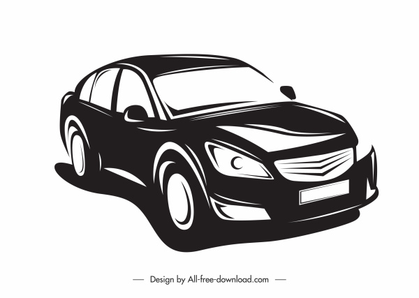 ícone do modo carro preto branco clássico esboço de silhueta