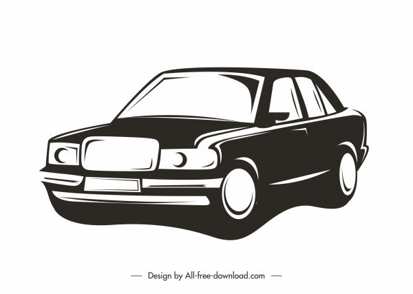 ícone do modelo de carro esboço de silhueta de design clássico