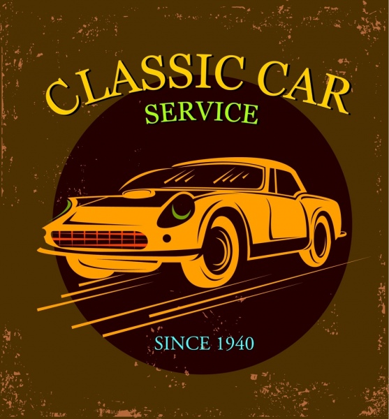 Auto Service Banner gelbes Symbol Grunge klassisches design
