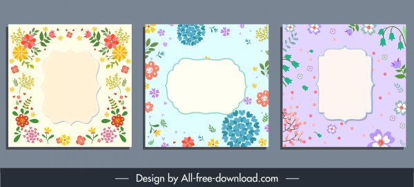 plantillas de fondo de tarjeta colorida elegante decoración floral clásica