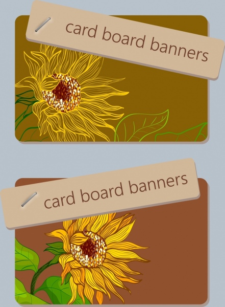 dibujo de girasol icono de tarjeta board banner plantilla