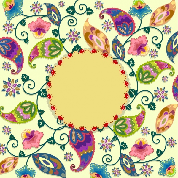 modelo de capa de cartão colorido flores decoração fronteira sem emenda
