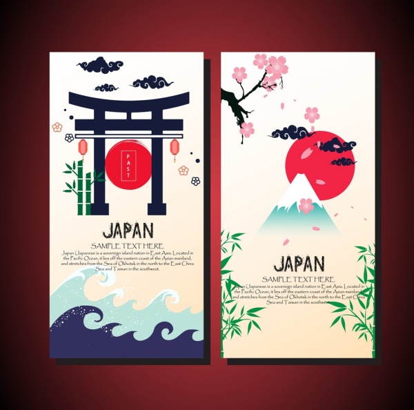kartu penutup templates Jepang desain elemen dekorasi