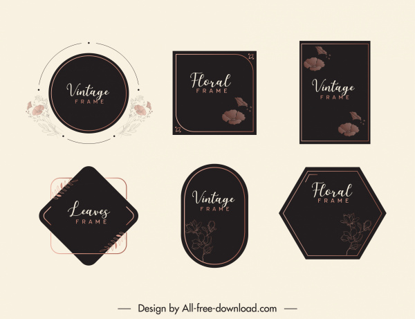 plantillas de decoración de tarjetas elegante diseño oscuro decoración botánica