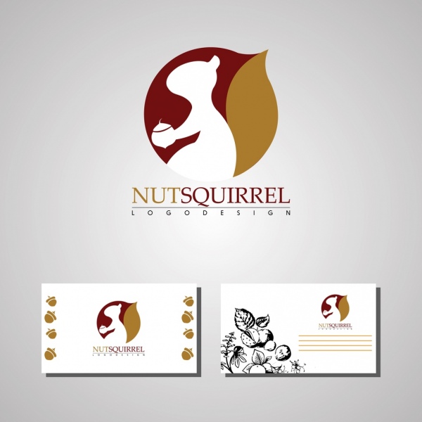 Karta projekt szablonu orzechy wiewiórka logotyp