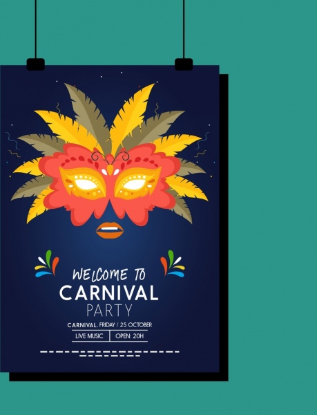 Karnaval banner bulu masker dekorasi
