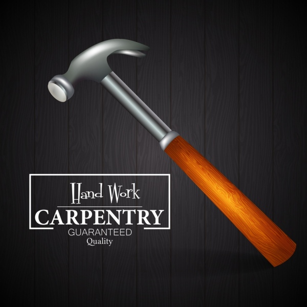 Carpentry Advertisement Hammer Icon Decoration 3d Dark Design