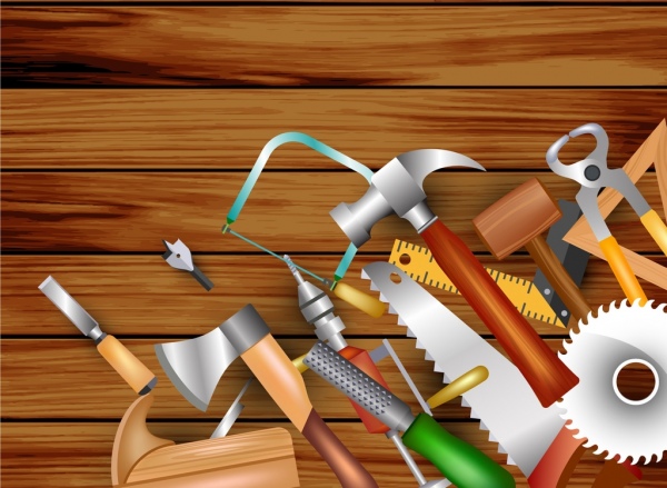 Elementos de diseño diferentes herramientas iconos multicolores carpinteria decoracion
