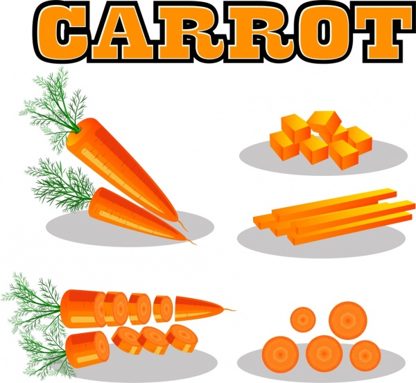 Cà rốt màu cam được trang trí biểu tượng thiết kế ba chiều