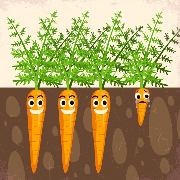 Plantación de zanahorias background Funny estilizada iconos