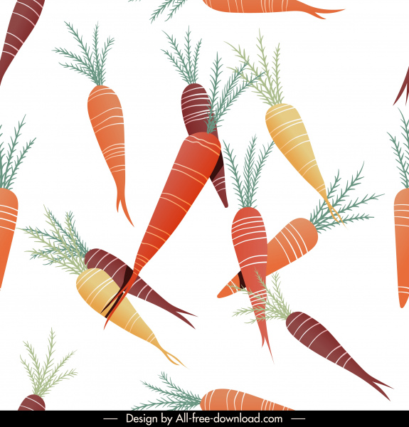 pola wortel desain datar warna-warni