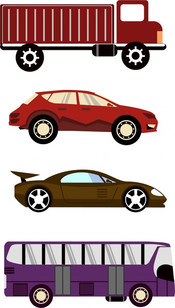 Mobil desain set berbagai jenis warna